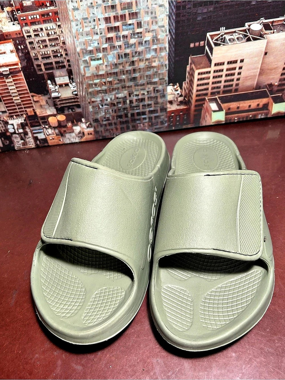 OOFOS OOahh Sport Flex Slides Green US 9